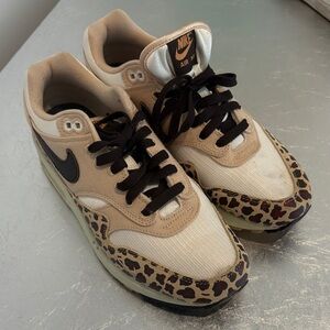 Nike Air Max 1 Beige and Black Leopard Sneakers